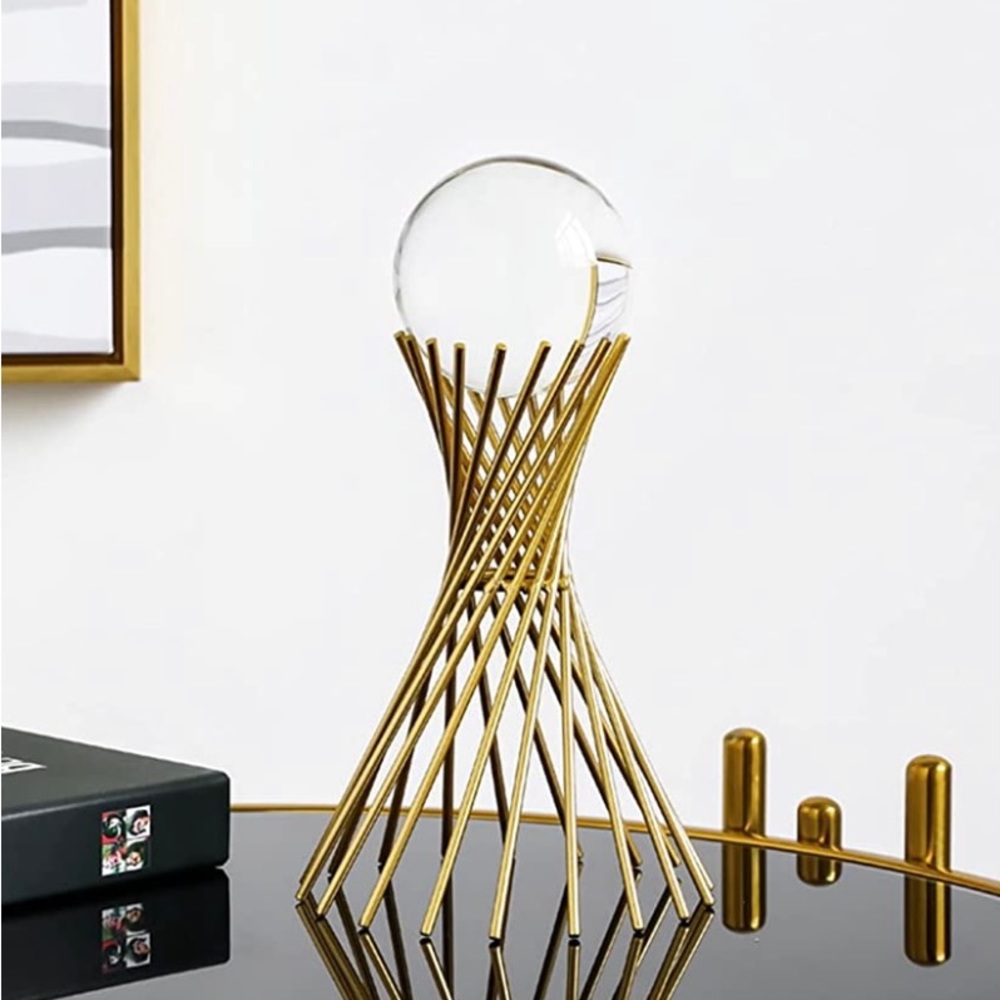 Clear Crystal Ball SunCatcher with Gilded Metal Stand